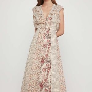 BCBG Colorblocked Floral Midi Dress